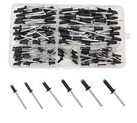 200 Pezzi M3.2/M4/M5 Rivetti Ciechi in Lega di Alluminio, Kit Assortimento, 6 Misure per Metallo Legno Plastica Costruzione di Componenti (Nero)