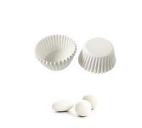 200 pezzi mini pirottini per Confetti e Macaron 2.5cm diametro sotto vari colori in carta pergamena (Bianco)