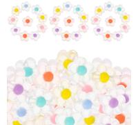 200 Pezzi Perline Acriliche Fiore, Effetto Satinato | Foro Preforato, Riutilizzabili e Resistenti, per Braccialetti, Lezioni di Infilatura, Clip e Vasi Colore Casuale