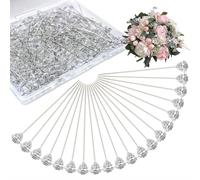 200 Pezzi Perni con Diamante Trasparente, Spilli di Testa Cristallo, Spille da Sartoria Trasparenti, Spilli da Cucito con Testa di Cristallo, per Fiori da Cucire Artigianali in Tessuto