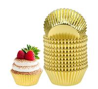 200 Pezzi Pirottini per Cupcake Oro, Pirottini di Carta per Cupcake, Pirottini per Muffin Metallici, Pirottini Cupcake, Pirottini per Muffin e Cupcake Diametro Inferiore 5 cm