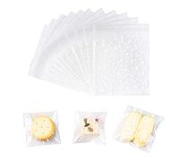 200 Pezzi Sacchetti Cellophane Trasparenti, Sacchetti di Biscotti Autoadesivi Plastica con Pois Pallini Bustine per Biscotti, Caramelle, Cioccolati, Prodotti da Forno, Gioielli (5,5 × 5,5+3cm)