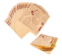 200 Pezzi Sacchetti per Hamburger, 15 x 15 cm Sacchetti per Panini, Sacchetti Carta Per Hamburger, Antigrasso Sacchettis per Snack, Sacchettis per Alimenti, per Patatine Fritte