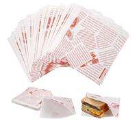 200 Pezzi Sacchetti per Hamburger, 15 x 15 cm Sacchetti per Panini, Sacchetti Carta Per Hamburger, Antigrasso Sacchetti per Snack, Sacchetti per Alimenti, Sacchetti per Patatine Fritte