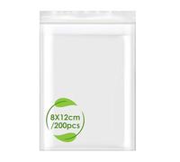 200 Pezzi Sacchetti Plastica Trasparenti, 8x12 cm Bustine Plastica Richiudibili Buste Trasparenti con Chiusura Sacchetti Ziplock Bags con Zip Cerniera per Alimenti Cucina Ufficio