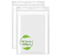 200 Pezzi Sacchetti Plastica Trasparenti, 9x13 cm Bustine Plastica Richiudibili Buste Trasparenti con Chiusura Sacchetti Ziplock Bags con Zip Cerniera per Alimenti Cucina Ufficio