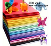200 pezzi Set di carta artigianale vivace, 10 colori assortiti, ideale per origami, arti e mestieri, forniture per ufficio, scrapbooking, cucito, strumenti per la cartotecnica - materiale di carta di 
