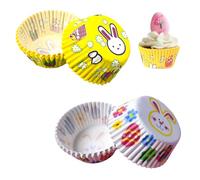 200 Pezzi Set di Pirottini per Muffin di Pasqua, Pirottini di Carta con Coniglietto Giallo e Bianco, Pirottini per Muffin Usa e Getta per Decorazioni di Torte di Matrimonio e Pasqua