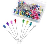 200 Pezzi spillo da Sarta, Spille Dritte 56mm Zucca, Spilli con Perline Colorate, con Scatola per Cucire Gioielli Decorazione Artigianato d'Arte e Progetti di Cucito (Colorato)