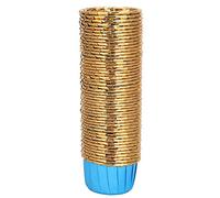 200 pezzi supporti per pirottini per cupcake pirottini per muffin pirottini vassoio per dolci strumenti di decorazione per feste di nozze (Tamaño pequeño 3830-dorado por dentro y azul por fuera.)
