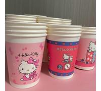 200 pezzi Tazze di carta carine a tema Hello Kitty per feste. Piatti per catering di matrimoni, compleanni o feste sulla spiaggia. Set di stoviglie spesse e colorate a tema cartoni animati, adatto per