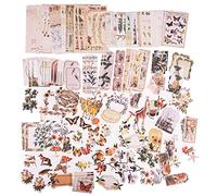 200 Pezzi Vintage Adesivi per Scrapbooking,Forniture per il Giornalismo Retrò Carta Decorativi Stickers Estetica,Washi fai da te Artigianato Botanico Animali Kit,perAlbum,Disegno Diario,Calendario