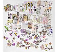 200 Pezzi Vintage Adesivi per Scrapbooking,Forniture per il Giornalismo Retrò Carta Decorativi Stickers Estetica,Washi fai da te Artigianato Botanico Animali Kit,perAlbum,Disegno Diario,Calendario