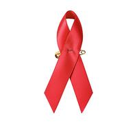 200 Pieces Red Satin Awareness Ribbons with Safety Pins for Fighting Against AIDS and HIV 1.4 x 3 inch