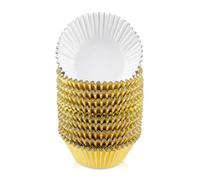 200 pirottini per cupcake in lamina dorata, pirottini in carta metallizzata, per muffin, dimensioni standard, pirottini per muffin per feste