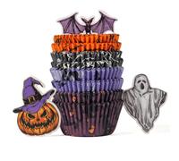 200 Pirottini per Muffin Carta Halloween con 12 Topper,Dimensioni Standard 5 cm,Forniture per la Cottura di Halloween