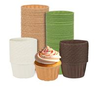 200 Pirottini per Muffin in Carta - Muffin - Pirottini, Pura Carta di Legno, Impermeabile ai Grassi, per Dessert, Feste, Party, Matrimoni (Bianco, Verde, Naturale, Marrone Scuro)