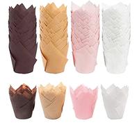 200 Pirottini Tulip, Tazze Tulipano per Muffin e Cupcakes in Carta da Forno, per Cucina, Feste e Negozi - 4 Colori