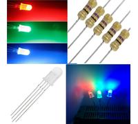 200 Pz. DIODI LED RGB 5mm ANODO COMUNE LUCE DIFFUSA con resistenze omaggio