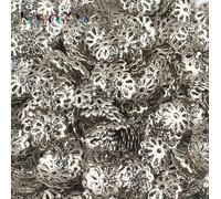 200 Pz/lotto 9mm Argento Placcato Oro petalo di Fiore End Perline Del Distanziatore Caps Pendenti e Ciondoli Tazze di Perline Per La Produzione di Gioielli-Gun Black-400 pz