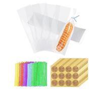 200 sacchetti di cellophane con 200 pezzi e 10 etichette adesive, sacchetti trasparenti per caramelle, sacchetti regalo in OPP autoadesivi, adatti per feste di compleanno, regali, Pasqua