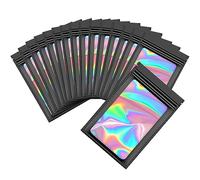 200 sacchetti in mylar, sacchetti olografici neri con chiusura lampo, sacchetti richiudibili per imballaggi di piccole imprese, sacchetti campioni con cerniera, sacchetti a prova di odore (7 x 10 cm