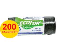 200 Sacchetti Raccolta Differenziata Buste Immondizia 50x60 NERI Spazzatura ANTI