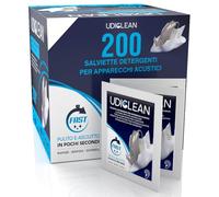 200 Salviette Apparecchi Acustici Salviettine Detergenti Umidificate Udiclean per Pulizia Apparecchi Acustici - Eliminano Grasso Sudore Sporco - Asciugatura Rapida - Confezionate Singolarmente