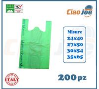 200 Shopper Bag Biodegradabili Verdi Sacchetti Buste Forti Resitenti Spesa Umido