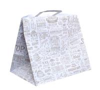 200 Shopper buste in carta bianca con manici per asporto con stampa 32x21 h27 cm