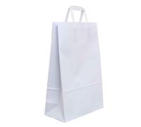 200 Shopper buste in carta bianche tinta unita con manici 22x10 h32 cm