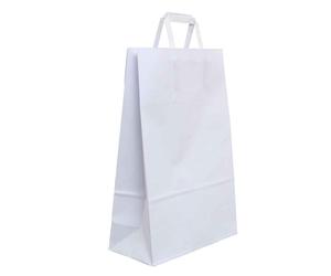 200 Shopper buste in carta bianche tinta unita con manici 22x10 h32 cm