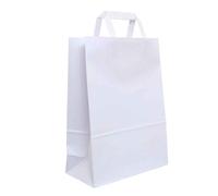 200 Shopper buste in carta bianche tinta unita con manici 27x12 h36 cm