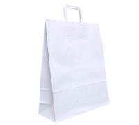 200 Shopper buste in carta bianche tinta unita con manici 36x12 h41 cm
