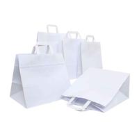 200 Shopper buste in carta bianche tinta unita con manici per asporto