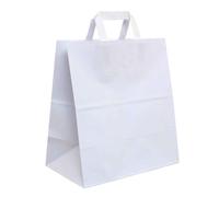 200 Shopper buste in carta bianco tinta unita da asporto 27x16 h29 cm