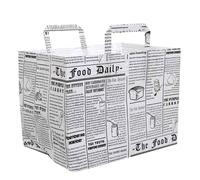 200 Shopper buste in carta con manici per asporto con stampa Newspaper 32+20x23 cm