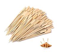 200 spiedini in bambù, bastoncini in legno per barbecue, kebab, spiedini in legno ecologici, bastoncini per barbecue, frutta, decorazioni per torte (12 cm)