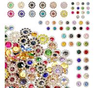 200 strass da cucire, colori misti, 4 misure, 8 mm, 10 mm, 12 mm, 14 mm, cristalli di vetro in metallo, gemme per abbigliamento, scarpe, artigianato per matrimoni