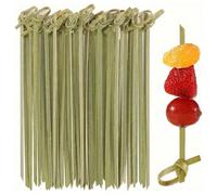 200 Stuzzicadenti di bambù annodata a forma di fiori e frutti, utilizzati per decorare snack e bevande, spiedini per alimenti realizzati a mano con anello, adatti per feste, spuntini, sandwich - Ideal