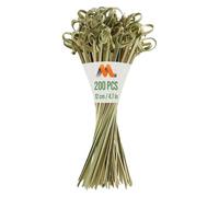 200 Stuzzicadenti Eleganti con Nodo in Bambù - Spiedini Decorativi in Legno da 12cm - Per Feste, Antipasti, Cocktail, Frutta, Spiedini, Barbecue (BBQ) - di Mobi Lock