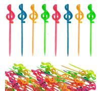 200 stuzzicadenti in plastica per alimenti, per finger food da festa, stecchini per cocktail, stecchini per formaggio, snack per bambini - senza BPA, riutilizzabili, 8,2 cm (musica)