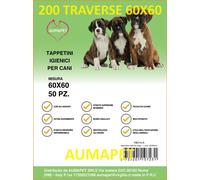 200 TAPPETINI ASSORBENTI PER CANI 60x60 TRAVERSE CANE PANNOLINI AUMAPET OFFERTA