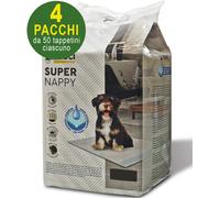 200 Tappetini igienici per cani Super Nappy 60X90 cm - 4 pacchi da 50 pezzi cad.