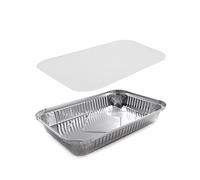 200 VASCHETTE CONTENITORI IN ALLUMINIO DA 6 PORZIONI + 200 COPERCHI INCLUSI R2L
