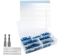 200 viti autofilettanti a testa esagonale, colore blu, con punta diamantata, rivestimento resistente alla ruggine, filettatura Hi-Lo per legno, cemento, muratura, muratura