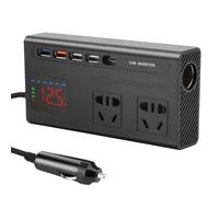 200 W Inverter per Auto, Convertitore 12 V a 110 V CC a CA con Adattatore per Presa Auto USB-C a 4 Porte, Supporta Solo Spine a 2 pin, Porte Rapide, per Veicoli, Laptop, Telefoni, Accendisigari