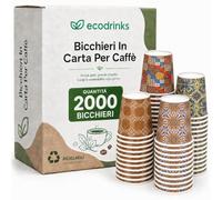 2000 Bicchieri Caffe Carta Da 75ml - Set Bicchierini caffè Monouso per Bevande Calde/Fredde - Biodegradabili, Eco-friendly e Made in Italy, Movida