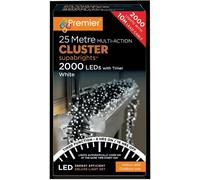 2000 LED Multi Azione Bianco Grappolo Luci di Natale con Timer - PREMIER