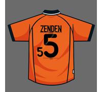 2000 Paesi Bassi Home Name Set Boudewijn Zenden #5 Patch di trasferimento ter...